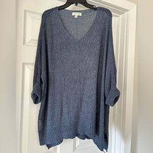 She + Sky Blue V-Neck Sweater